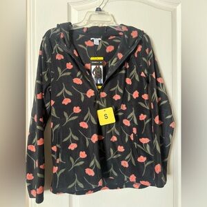 O'Neill Black Fleece Jacket with Coral Floral Print